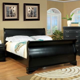 Solid Wood Laurelle Black Finish Bed Frame