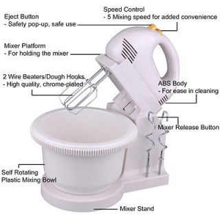 200W Electric Digital 5 Speed Power Hand Stand Mixer w Bowl Beaters 
