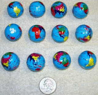 World Globes Set Of 12 Metal Colorful Mini Globes