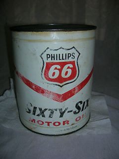 Vintage 1Gallon Phillips 66 Motor oil tin can full unopened