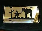 Praying Lonely Cowboy clear mirror license plate wow Worldwide free 