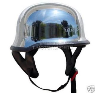 DOT German Motorcycle Street Half Helmet Chopper Cruiser Biker Silver 