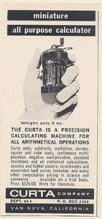 1963 Curta Miniature All Purpose Calculator Vintage Print Ad