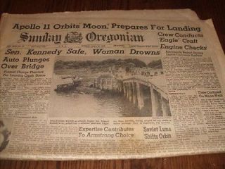 Original Paper Sunday July 20, 1969 Apollo/Sen. Kennedy Safe, Woman 