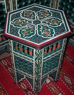 Green Moroccan wood table coffee table end table handmade byTreasures 