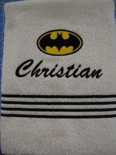 Embroidered Towels Personalized Batman Marvel Comic Super hero