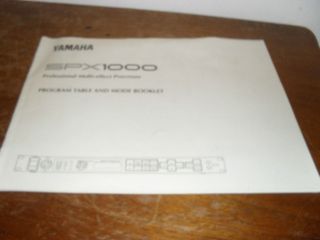 Yamaha SPX1000 Program Table and Mode BookletOrig​inal