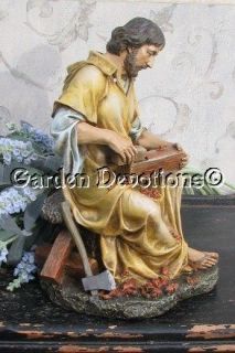 ST. JOSEPH THE CARPENTER Statue Sitting on Work Bench