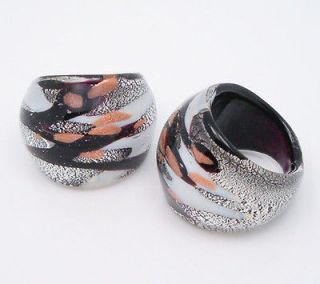 1pc art charm foil Murano Lampwork Glass ring SZ8 r001