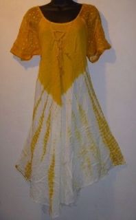 NWT Mustard Lace up Chest Lace Sleeves Circle Hem Dress 1 SIZE XL 1X 