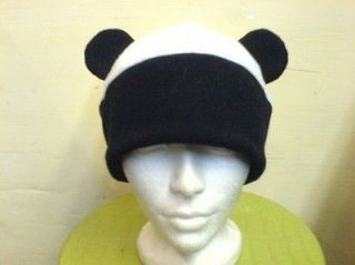 BLACK / WHITE panda fleece Hat cosplay goth goth punk rave