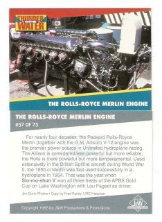 1993 Rolls Royce Merlin Engine Unlimited Hydroplane Trading Card #57