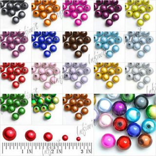   Round Beads 18 Colors 4mm, 6mm, 8mm, 10mm, 12mm Fit Necklace DIY