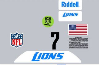 NFL Detroit full size helmet decals Lions Stafford