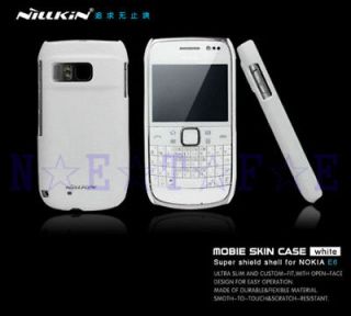   Hard Cover Skin Case + LCD Screen Protector For Nokia E6 White E 6