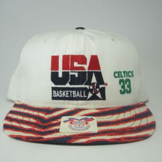 VTG NBA 1992 Olympics Zubaz Dream Team Larry Bird 33 Celtics Snapback 