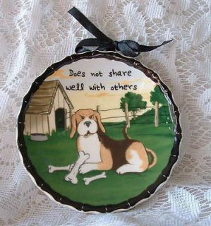 Ceramic BEAGLE Hound Puppy DOG DOES NOT SHARE WELL WITH OTHERS 