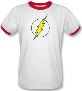   Flash Lightning Bolt Logo DC Comic Vintage Look T shirt Ringer top tee