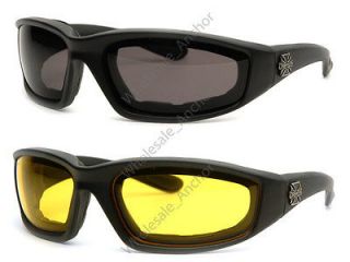   Padded CHOPPERS Sunglasses w/ BLACK & YELLOW NIGHT RIDING/DRIVING LENS