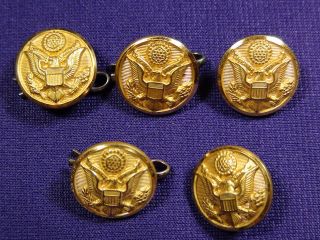 Antique Vintage Miltary Buttons Waterbury W.B. Co. Lot of 5