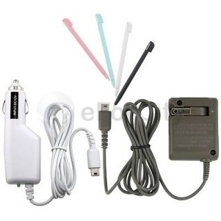 Travel+Car Charger+4 pc Color Touch Stylus For Nintendo DS Lite NDSL