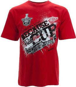 REEBOK 2012 SC PLAYOFFS BECAUSE ITS THE CUP T SHIRT   DETROIT RED 