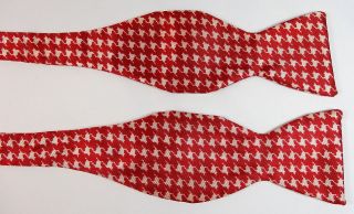 FUNKY Red White Pattern Self Bow Tie Mens Bowtie Freestyle Vintage 