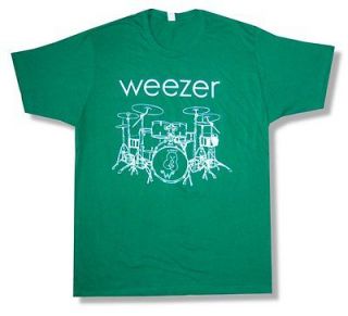 WEEZER   DRUMS DRUM KIT SOFT GREEN T SHIRT   NEW ADULT SMALL S
