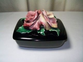 California Pottery Sharon Lee Vintage Box Hand Made & Applied Roses 
