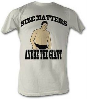 Andre the Giant Cartoon Size Matters Lightweight White T shirt New