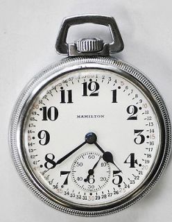 Hamilton Size 16 992B Military Pocket Watch Open Face Lever Set 21J 