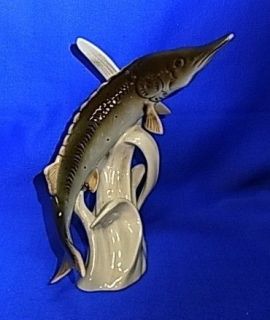 Vintage Royal Dux Porcelain Figurine Fish Pike #^