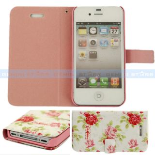   Case PU Leather Flip Pouch Wallet Cover For Apple iPhone 4S 4 Mobile