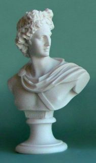 Apollo god of music, sun, light, poetry greek alabaster statue bust