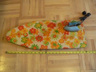 ANTIQUE RETRO TABLETOP IRONING BOARD PAD & TRAVELING CLOTHES IRON 