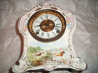 Ansonia Royal Bonn La Clayette Porcelain Mantle Clock