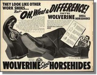 1948 Wolverine Horse Hide Boots & Work Shoes Print Ad