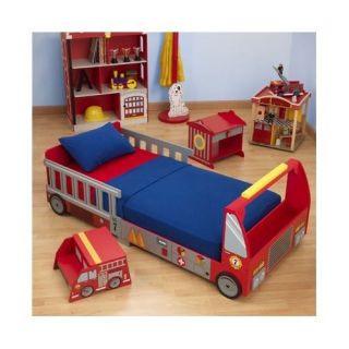   Truck Engine Bed + Stool & Nightstand Boys Fireman Toddler Bedroom Set
