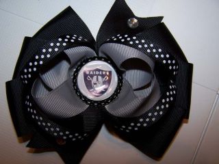 Boutique NFL black Raiders Hair Bow bottlecap baby Toddler young girl