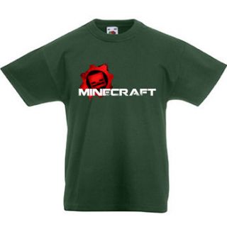 Hot Minecraft Funny SKELETON Popular PC Games Green Dark Kid T Shirt