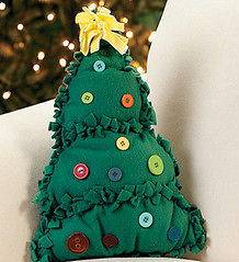 FLEECE CHRISTMAS TREE TIED PILLOW KIT *NEW* GREAT GIFT ((NO SEW))