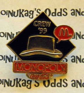 NIP McDonalds Monopoly Top Hat Crew 99 Vintage Lapel Pin. FAST 