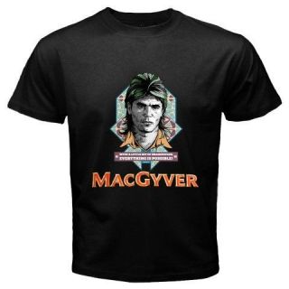 New MACGYVER Retro 90s Movie TV Series Mens Black T Shirt Size S M L 