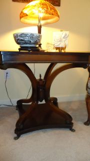   Claw Foot NeoClassical Pedestal Table Scrolled Legs Two Tone Wood