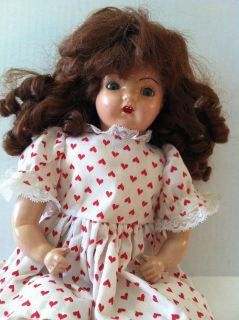   COMPOSITION CRYER DOLL Long Curly Hair SLEEPY EYES 18 Vintage OLD