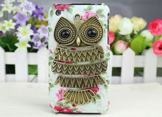 Antique Bronze Owl And Rose Hard Case Cover for Apple iPhone 3 Case 