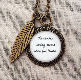 Mumford and Sons Lyrical Quote Pendant Necklace Winter Winds (Brass 