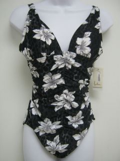 Leilani One Piece Black Floral Swimsuit Ladies Sizes 6 16, NWT