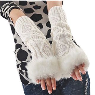 Faux Rabbit Fur Knitted Accessories Winter Gloves For Keyboard 6 