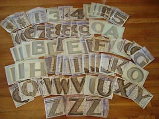 Old Art Deco 5 Gold Sign Store Transfer Duro Decals Alphabet Numbers 